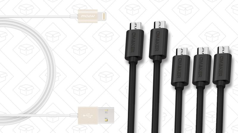 Pack de 2 Cables Lightning: $10 con el cĂłdigo 3J2BQMRD | Pack de 5 Cables MicroUSB de Omaker, $5 con cĂłdigo HFYGCWAW